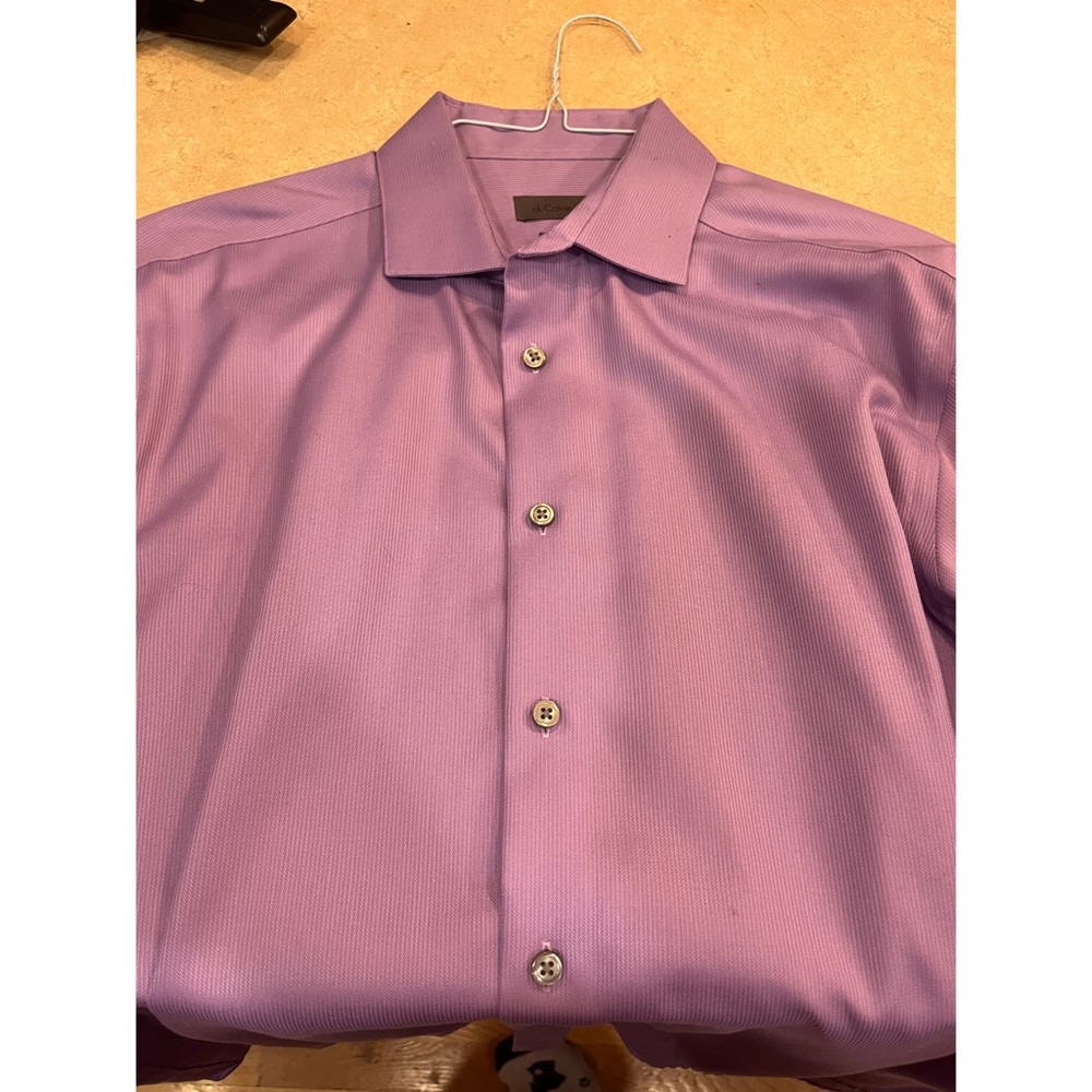 Purple Calvin Klein long sleeve dress shirt button 16.5 neck 32-33 sleeve